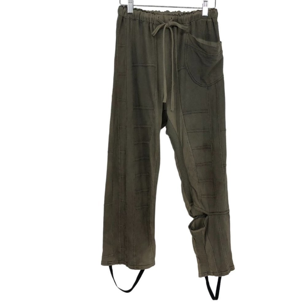 Demobaza Women’s Olive Green Slouchy Jogger Stirrup Cotton Trousers Medium